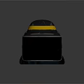 Black Safety Helmet With Yellow Stripe And Protective Face Shield Design