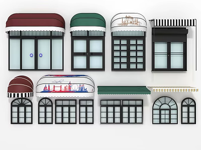 Various Styles of Outdoor Awnings With Different Designs For Window And Door Installations 3d model
