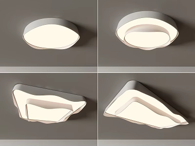 Modern Ceiling Lights With Different Shapes Sleek White Design And Soft Illumination 3d model