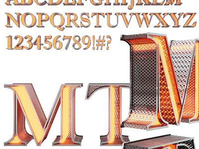 Stylish 3D Metal Letters And Numbers Wall Decor For Modern Home Interior 3d model