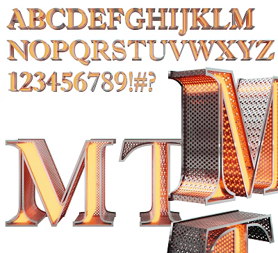 Stylish 3D Metal Letters And Numbers Wall Decor For Modern Home Interior 3d model