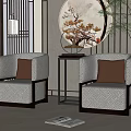New Chinese Style Casual Sofa Combination Single Sofa 3d model