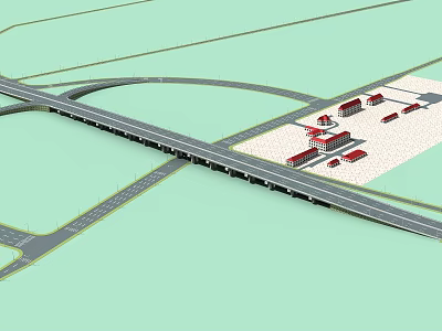 Modern Bridge Structure With Intersecting Roads Multiple Lanes And Connected Infrastructure 3d model