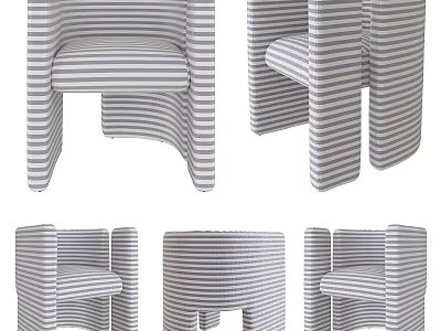 Modern Single Seater Sofa Featuring Striped Pattern Curved Armrest and Unique Structural Design 3d model