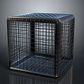 Black Metal Square Cage With Grid Wire Structure And Smooth Base