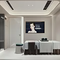 Modern SPA Sauna Interior Design With Massage Bed Bathtub And Cozy Atmosphere