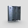 Sturdy Metal Lockers With Open Doors Hooks And Ventilation Slots For Storage