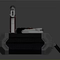 Pistol With Spare Parts Placed On Black Hard Case For Storage