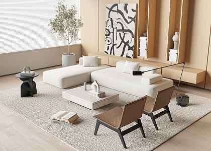 Modern sofa coffee table combination 3d model