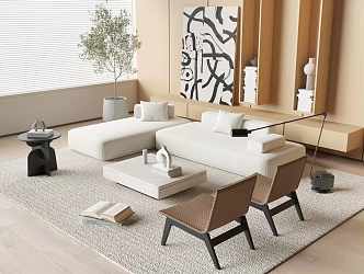 Modern sofa coffee table combination 3d model