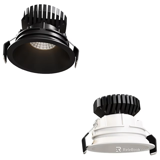 Modern Black and White Downlights and Spotlights with Sleek Ceiling Mounted Design for Home Lighting 3d model 