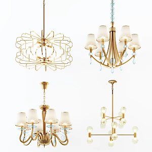 Post-modern chandelier stylish simple metal chandelier combination 3d model