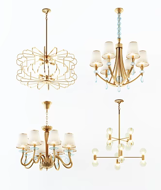 Post-modern chandelier stylish simple metal chandelier combination 3d model