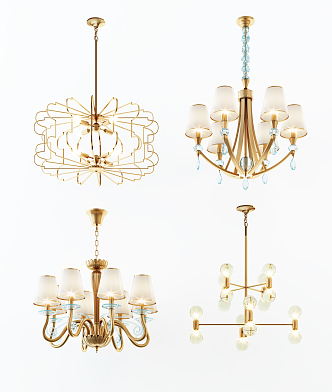 Post-modern chandelier stylish simple metal chandelier combination 3d model