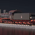 Vintage Steam Train With Black Body And Red Wheels On Railway Track