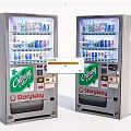Modern Beverage Vending Machines As Commercial Equipment Displaying Diverse Drinks Inside
