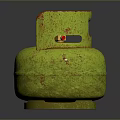 Green Rusted LPG Cylinder Household Item With Metal Handle And Top Valve