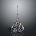 Multi Tier Metal Chandelier With Candle Shaped Lights And Hanging Chain