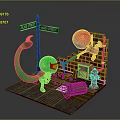 Spider Man Green Monster With Broad Main Street Signs Red Fire Hydrant Brick Wall Street
