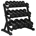 Black Multi Tiered Dumbbell Rack With Various Weights Numbered Dumbbells For Fitness Sports Equipment