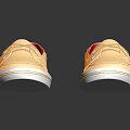 Yellow Casual Shoes With Red Lining White Sole And Lace Up Design
