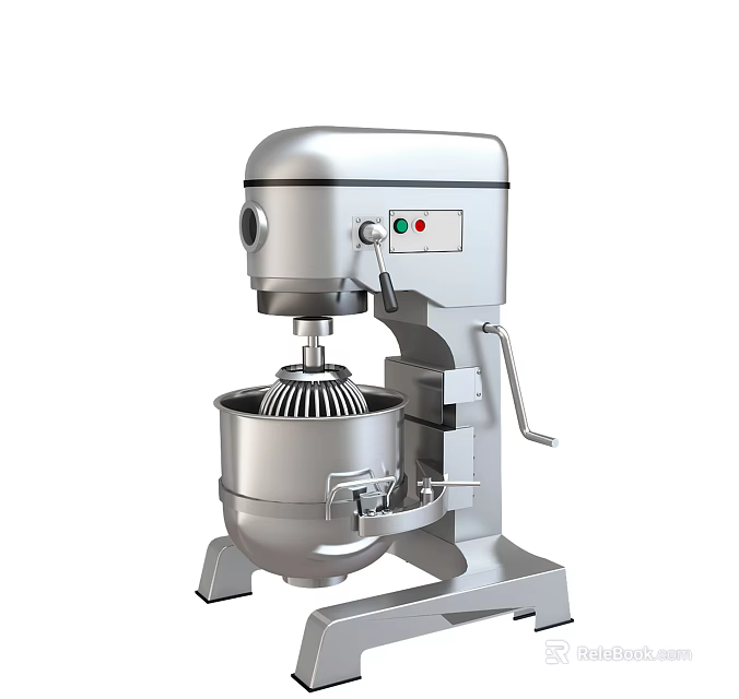 Stainless Steel Heavy Duty Commercial Kitchen Stand Mixer With Mixing Bowl And Control Panel 3d model 