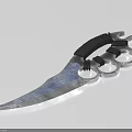 Tactical Close Combat Weapon Featuring Metal Blade Black Wrapped Handle And Steel Knuckle Rings