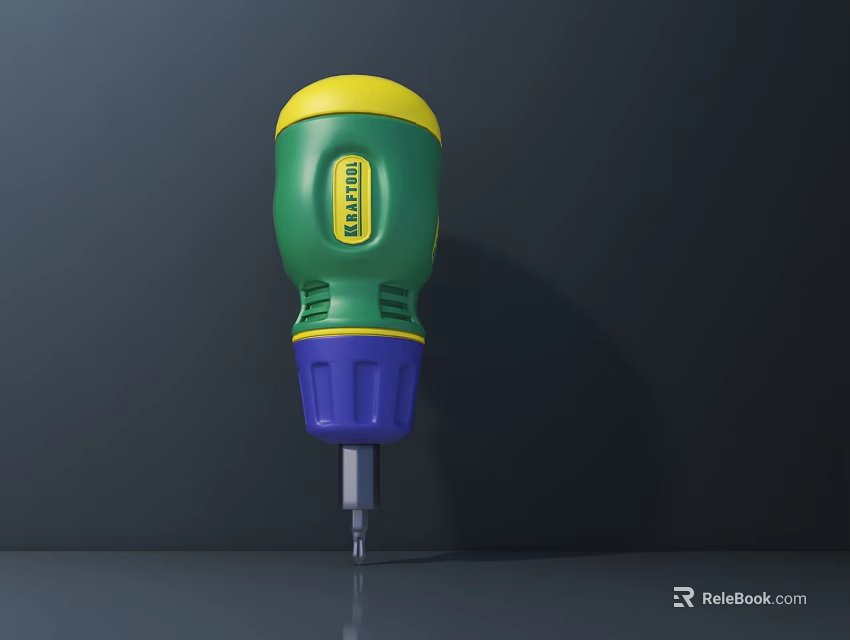 DEWALT Electric Screwdriver Hardware Tool in Green Yellow Purple with Metal Bit 3d model 