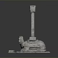 Ornate Stone Pillar With Detailed Carved Base And Textured Surface For Classical Architecture Decoration