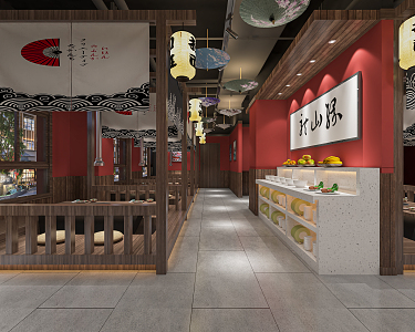 Japanese-style barbecue restaurant sushi restaurant Ibuya fast food restaurant self-service seasoning table and chairs 3d model