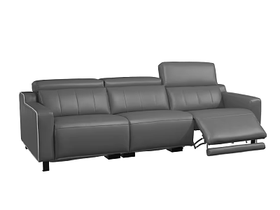 Gray Leather Three Seater Sofa With Reclining Function For Living Room Interior Design 3d model