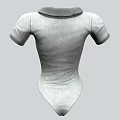 Stylish Gray Short Sleeve Collared Bodysuit with Button Front Design 3d model