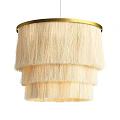 Elegant Ivory Fringe Layered Chandelier With Gold Rim For Home Decor