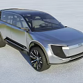 Modern Futuristic Silver SUV With Sleek Design Dark Roof And Large Wheels