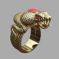 Exquisite Gold Snake Shaped Ring with Red Gemstone Eyes and Intricate Scaled Texture