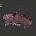 Game Movie Character Dragon Head With Red Brown Skin Horns And Sharp Teeth