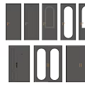 Stylish Gray Swing Doors With Various Designs And Glass Panel Options 3d model