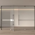 Modern Glass Double Doors in Interior With Light Walls And Wooden Floor
