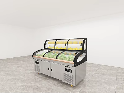 Commercial Display Freezer With Stainless Steel Body And Glass Door For Vegetable Storage 3d model