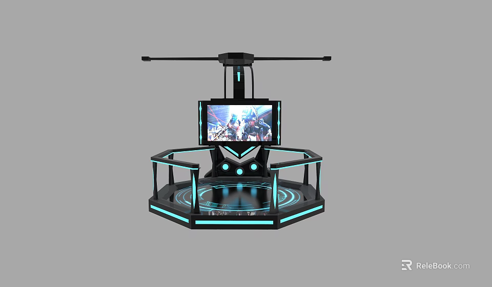 Modern Interactive VR Experience Platform With Circular Base And Screen 3d model 