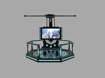 Modern Interactive VR Experience Platform With Circular Base And Screen 3d model