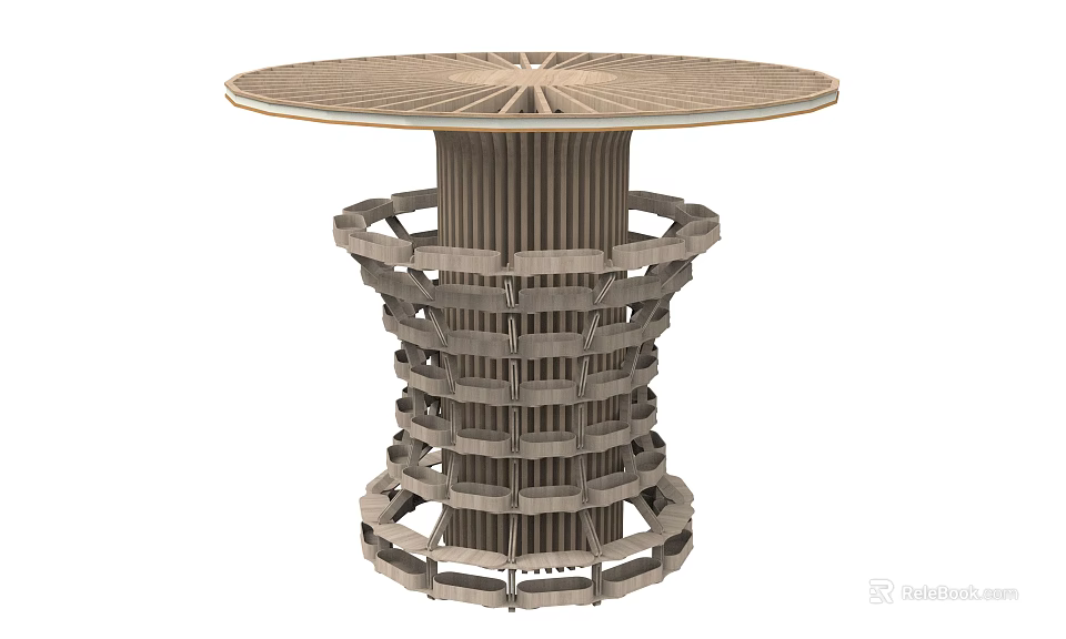 Modern Display Shelf With Circular Top And Multi Layer Structure Design 3d model