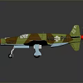 Camouflage Airplane Model With Green Brown Paint Red Nose Blue Cross And White Wing Stars