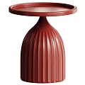 Elegant Cream Beige Ribbed Pedestal Dining Table With Smooth Round Tabletop For Minimalist Home Interiors