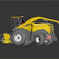 Yellow Agricultural Harvester Machine With Large Tires And Cutting Device
