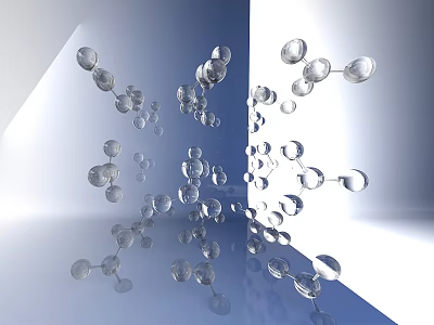 Medical Device Transparent Molecular Structure Model Suspended In Blue White Background 3d model