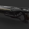 Advanced Sci Fi Weapon With Metallic Black Gold Design And Detailed Mechanical Grip