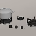 Stainless Steel Kitchen Cookware Set With Pot Lid Burner Grates And Gas Stove Knobs