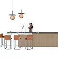 Modern Bar Chair Combination Bar Counter 3d model