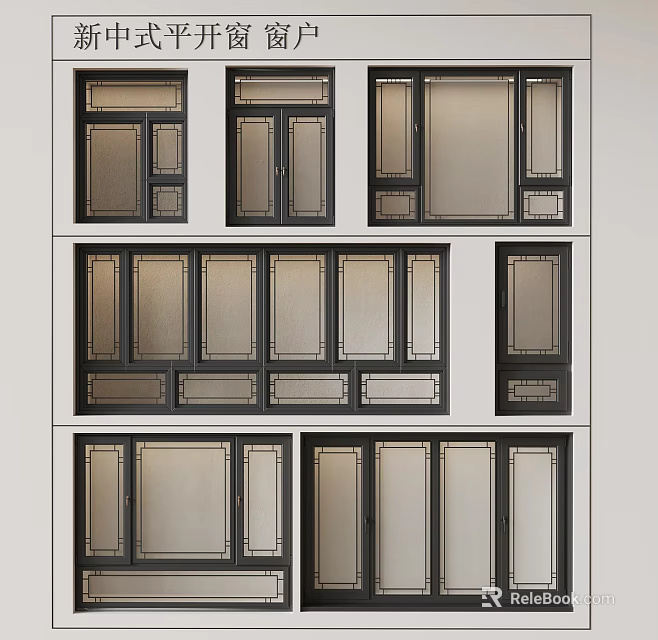 Modern Casement Windows With Various Designs Sleek Frames And Clear Glass Panels 3d model 